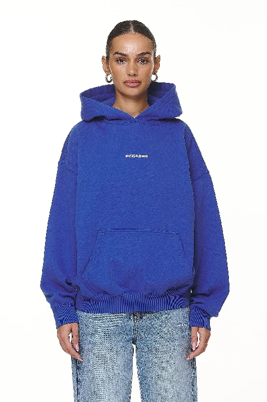 Atna Logo Oversized Hoodie Washed True Blue White