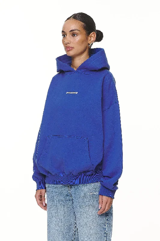 Atna Logo Oversized Hoodie Washed True Blue White