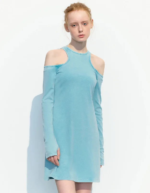 Cold Shoulder U Neck A-Line Dress