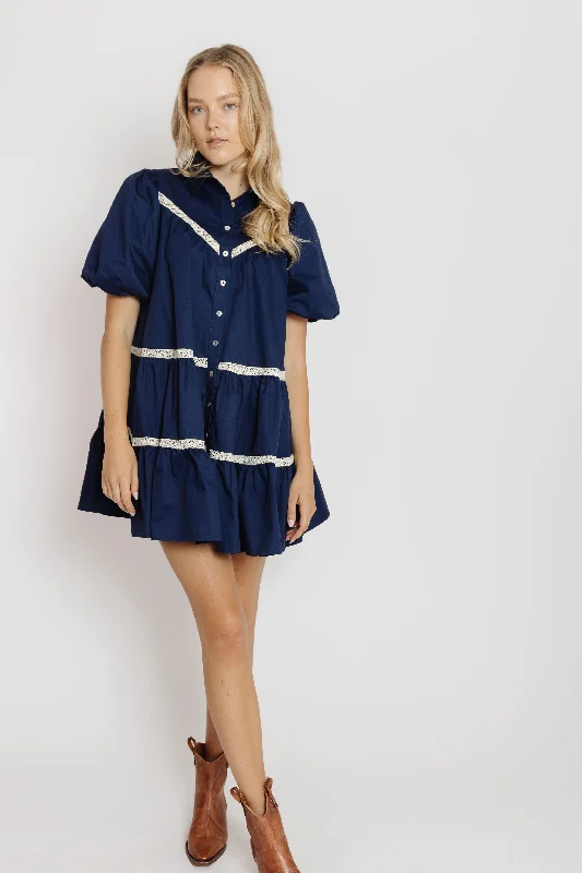 Dotty Dress in Navy