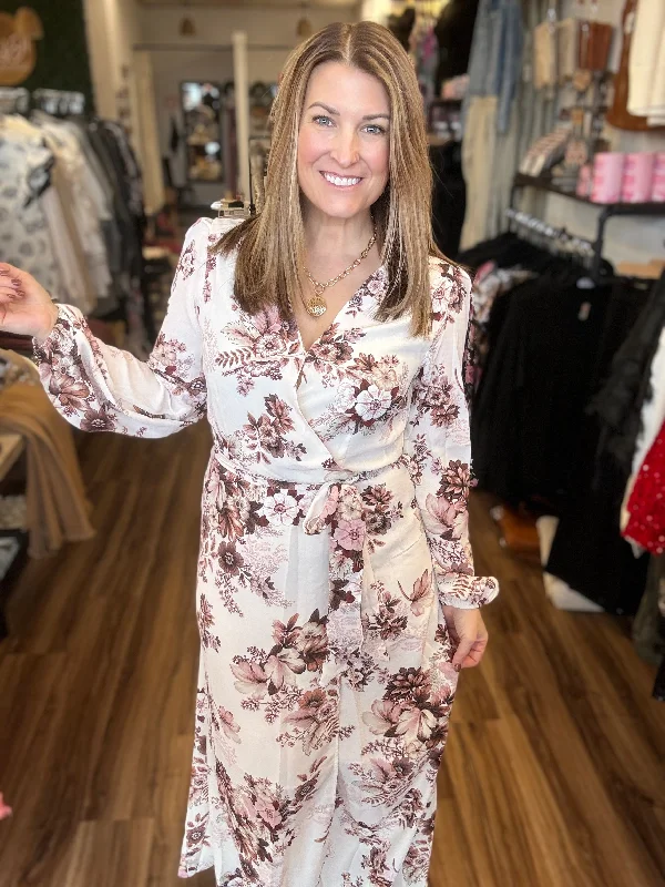 Finn - Long Sleeve Floral Faux Wrap Dress