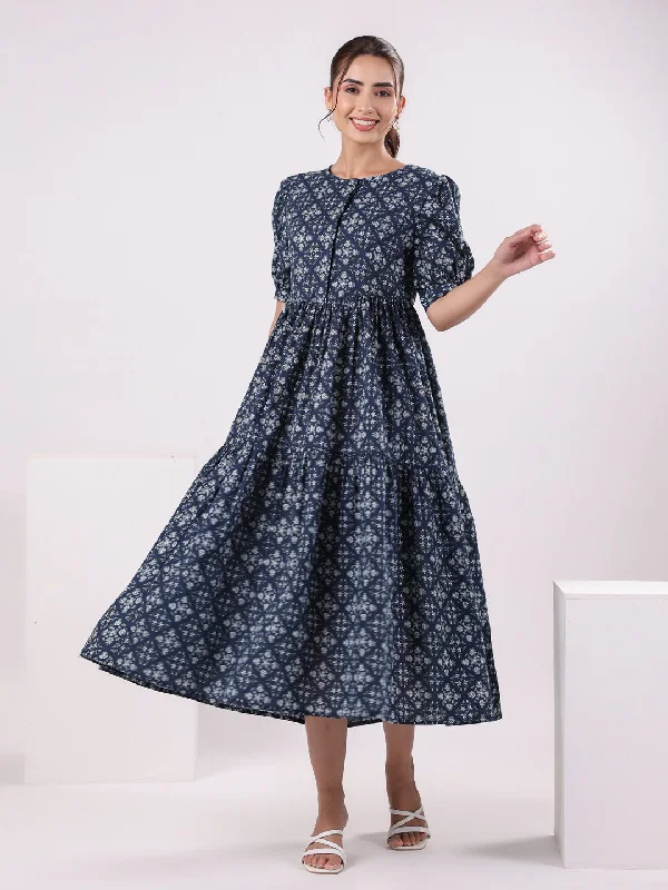 Floral Print Puff Sleeve Dress for Women