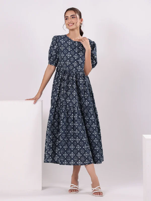 Floral Print Puff Sleeve Dress for Women