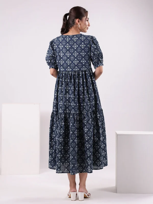 Floral Print Puff Sleeve Dress for Women