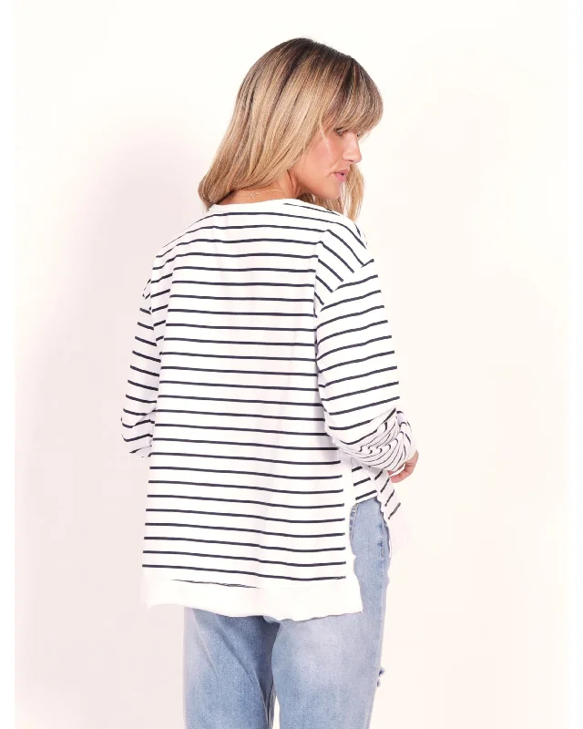 G7 Jax Sweater - Black & White Stripe