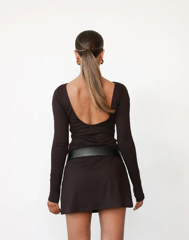 Kimber Mini Dress (Chocolate)