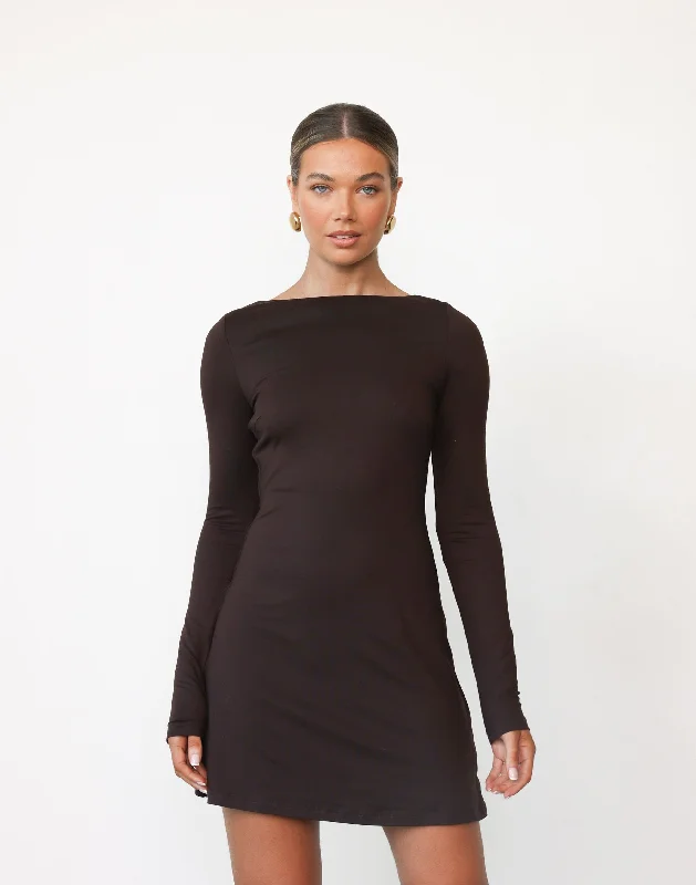 Kimber Mini Dress (Chocolate)