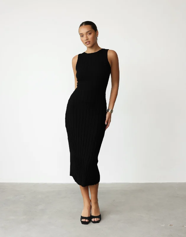 Lily May Midi Dress (Black)