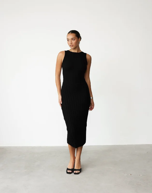 Lily May Midi Dress (Black)