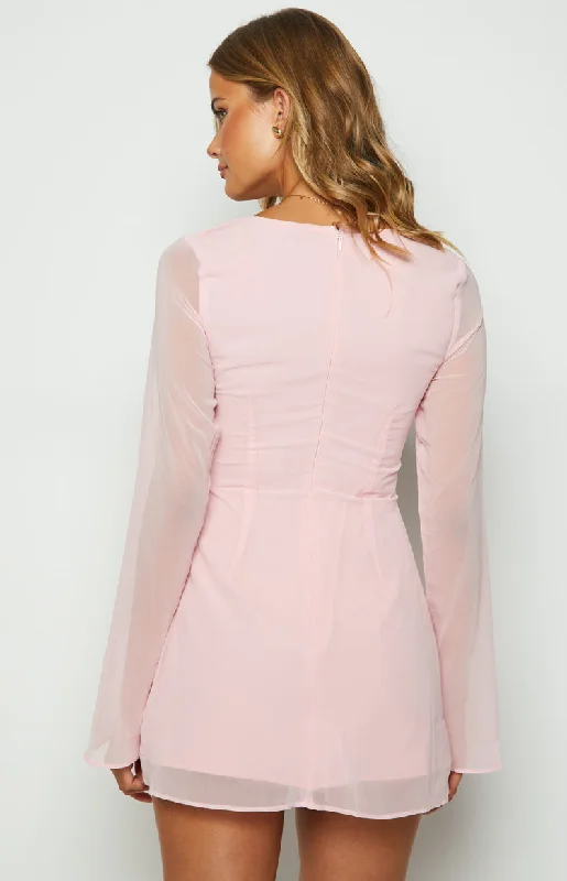 Lucy Baby Pink Long Sleeve Mini Dress