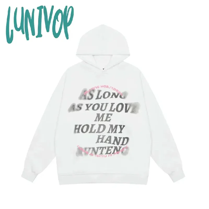 Lunivop Oversize Y2k Streetwear Hoodies Women Harajuku Fashion Letter Print Hooded Sweatshirts Grunge Hip Hop Casual Kpop Tops