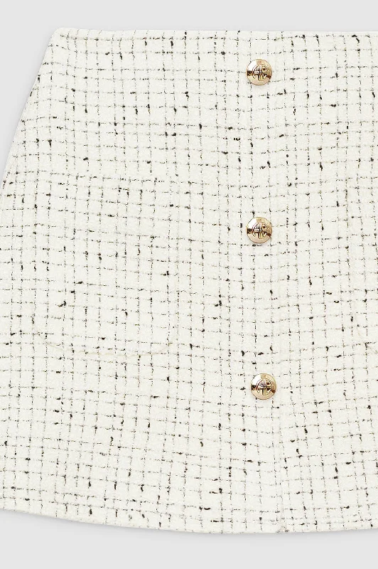 Mateo Skirt - Cream And Black Tweed