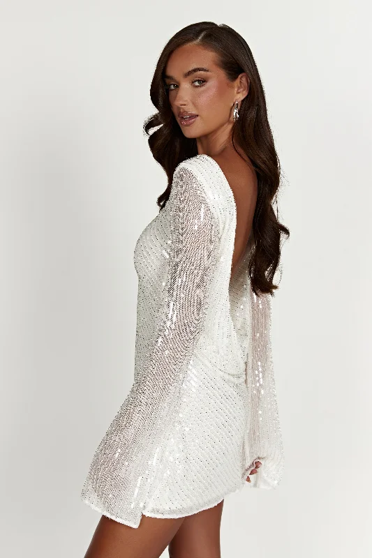 Nala Sequin Mini Dress - White