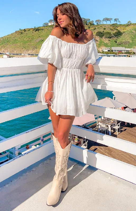 Paradise Puff Sleeve Dress White