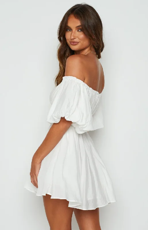 Paradise Puff Sleeve Dress White