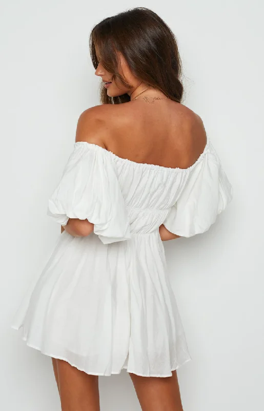 Paradise Puff Sleeve Dress White