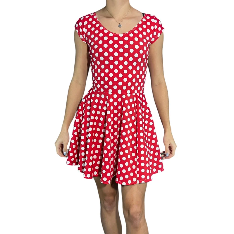 Red & White Polka Dot Cap Sleeve Skater Dress | Minnie Spandex Dress