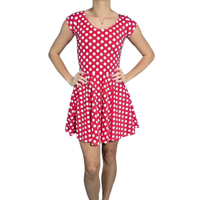 Red & White Polka Dot Cap Sleeve Skater Dress | Minnie Spandex Dress