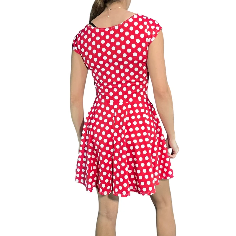 Red & White Polka Dot Cap Sleeve Skater Dress | Minnie Spandex Dress