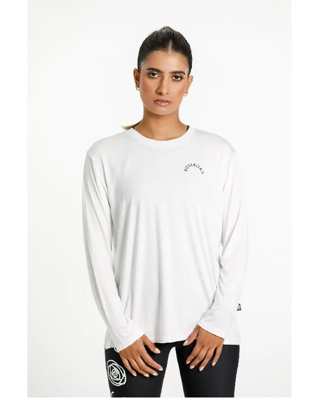 Rose Road Long Sleeve Tee - White with Rose Road Arch Print