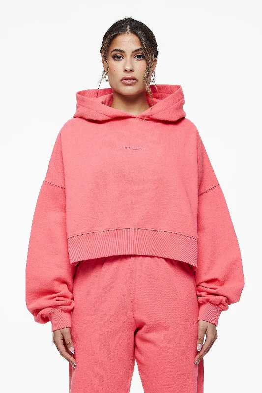 Salita Oversized Cropped Hoodie Vintage Washed Strawberry Gum