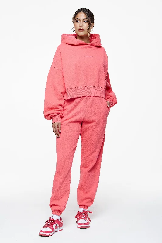 Salita Oversized Cropped Hoodie Vintage Washed Strawberry Gum