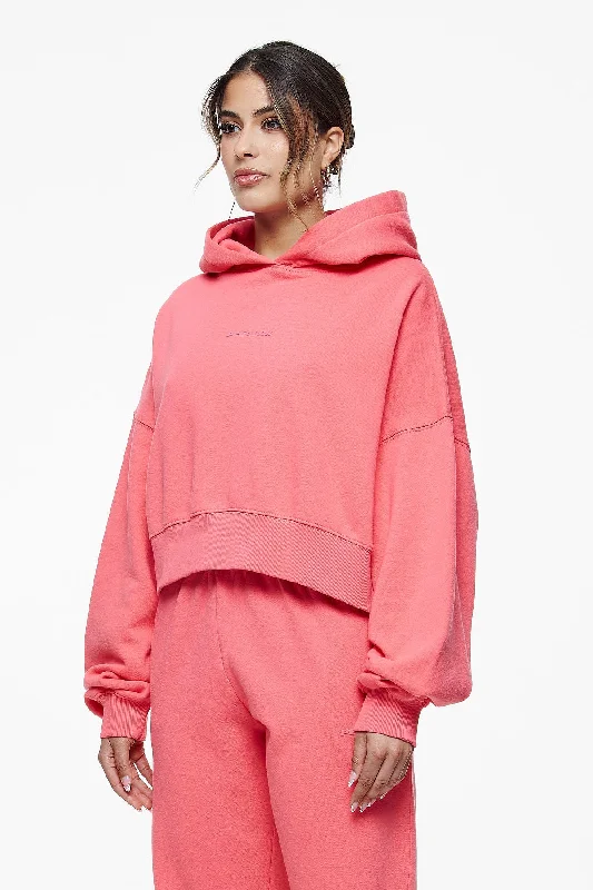 Salita Oversized Cropped Hoodie Vintage Washed Strawberry Gum