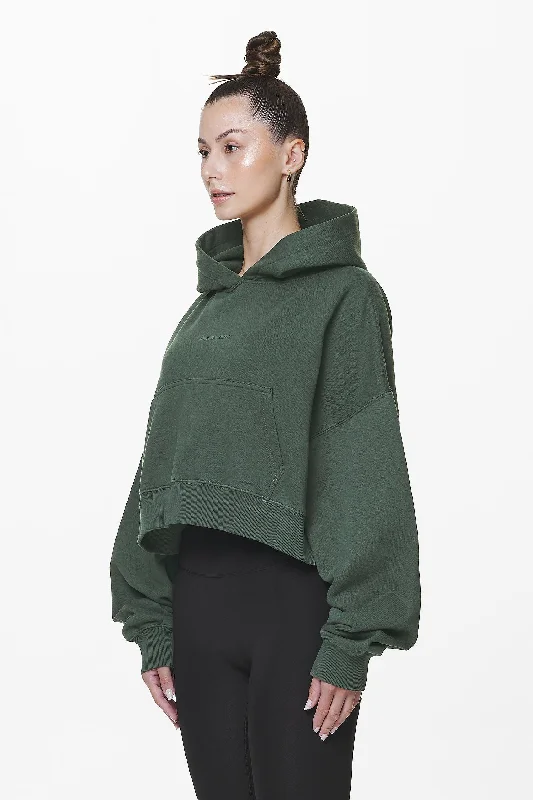 Salita Oversized Cropped Hoodie Washed Sage Green Gum