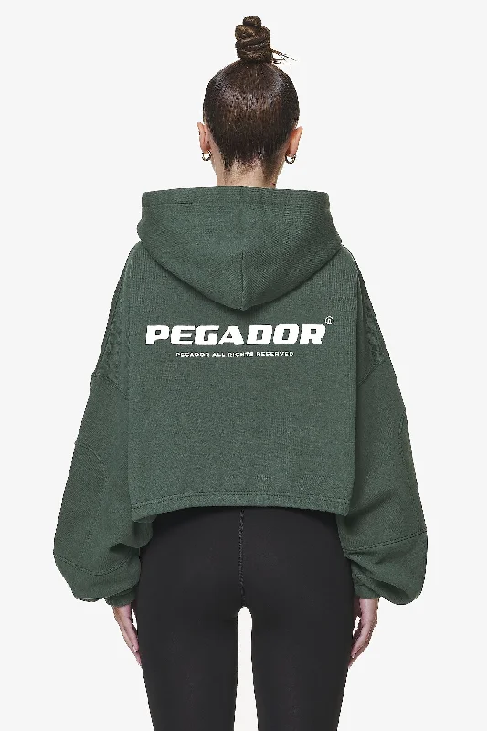 Skei Logo Oversized Cropped Hoodie Washed Sage Green