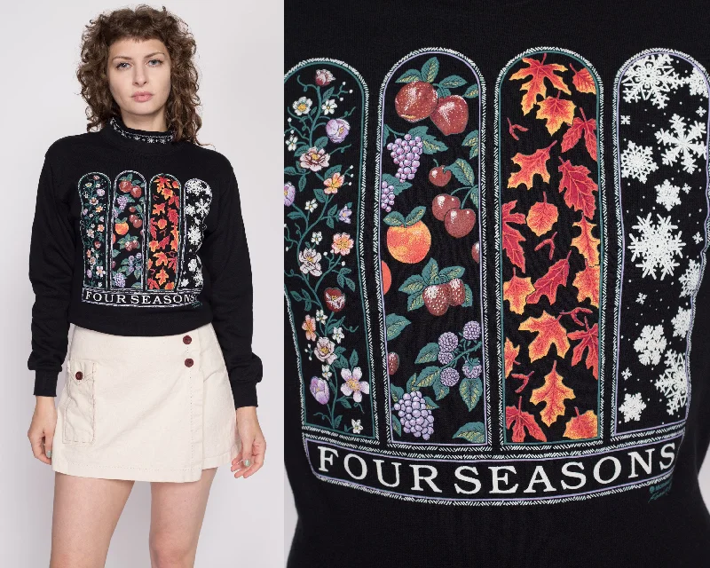 Small 90s Four Seasons Black Graphic Sweatshirt