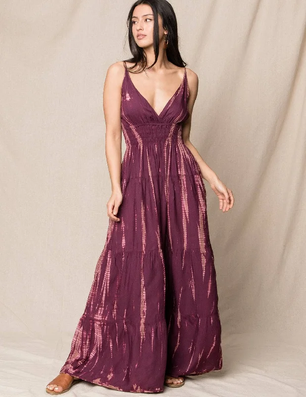 Tie-Dye 2-Way Sundress Dress - Plum