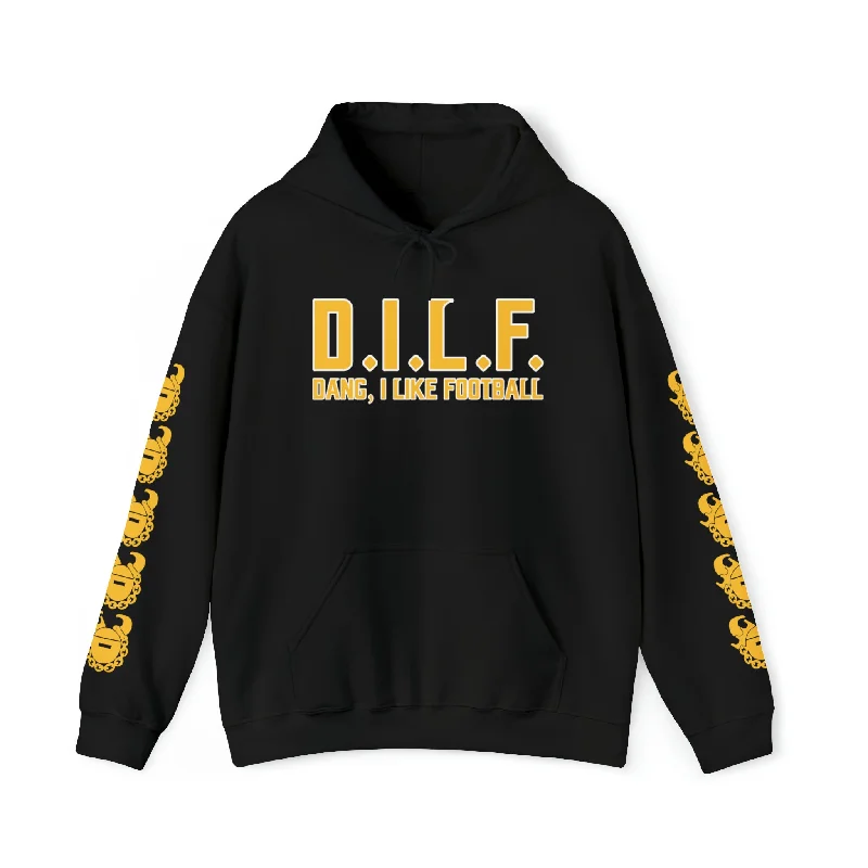 Unisex Heavy Blend™ Hooded Sweatshirt - D.I.L.F. + Game Day Helmet (Sleeves)