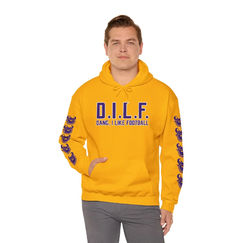 Unisex Heavy Blend™ Hooded Sweatshirt - D.I.L.F. + Game Day Helmet (Sleeves)