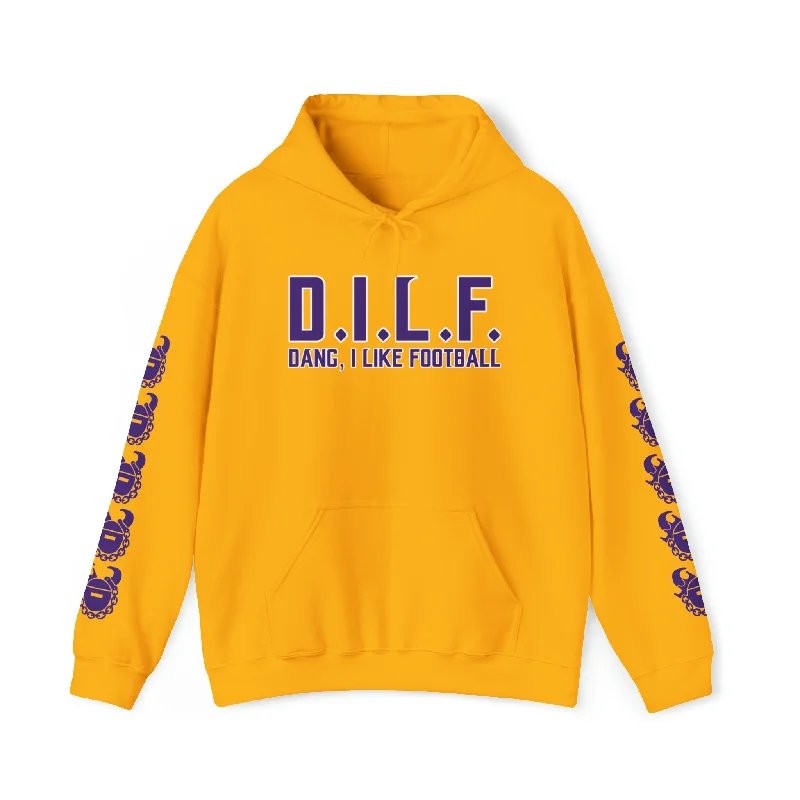 Unisex Heavy Blend™ Hooded Sweatshirt - D.I.L.F. + Game Day Helmet (Sleeves)