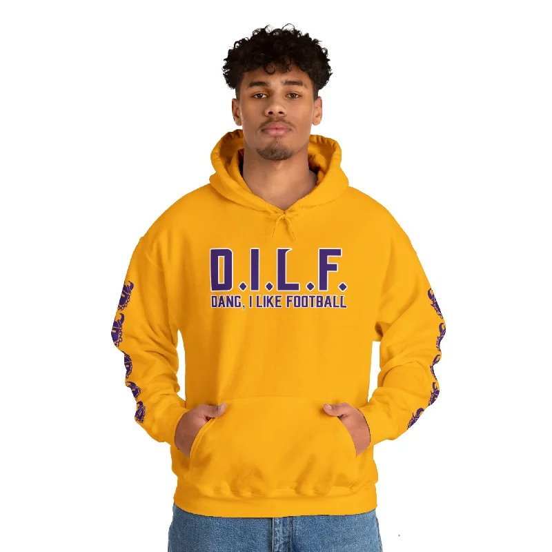 Unisex Heavy Blend™ Hooded Sweatshirt - D.I.L.F. + Game Day Helmet (Sleeves)