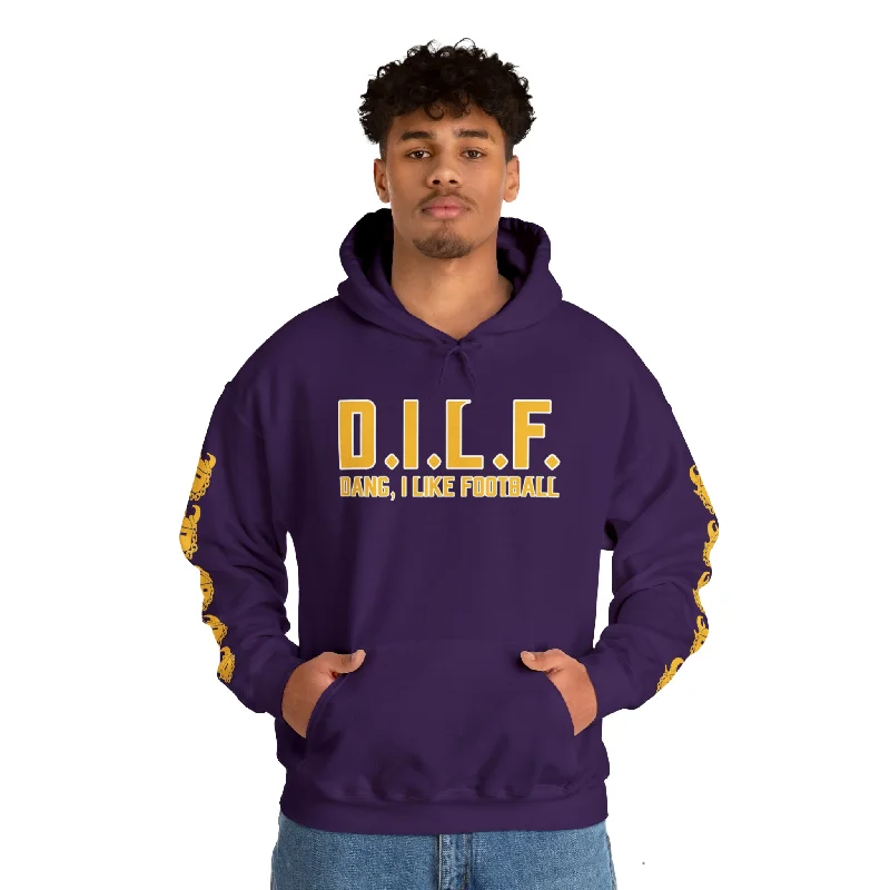 Unisex Heavy Blend™ Hooded Sweatshirt - D.I.L.F. + Game Day Helmet (Sleeves)