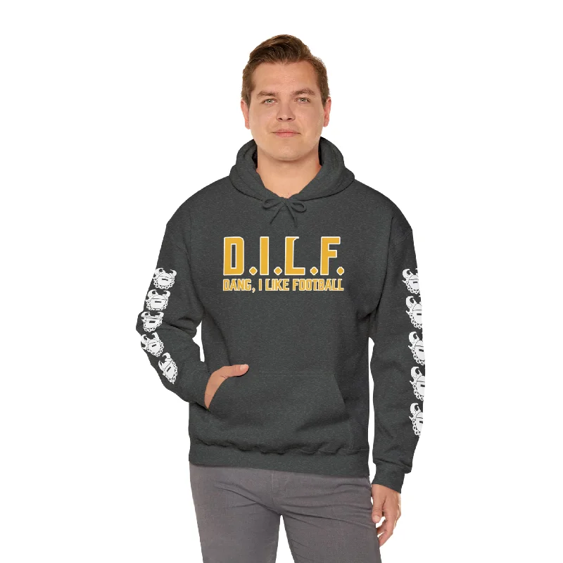 Unisex Heavy Blend™ Hooded Sweatshirt - D.I.L.F. + Game Day Helmet (Sleeves)