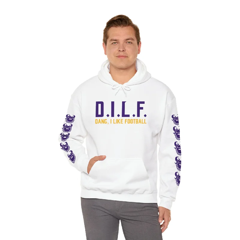 Unisex Heavy Blend™ Hooded Sweatshirt - D.I.L.F. + Game Day Helmet (Sleeves)