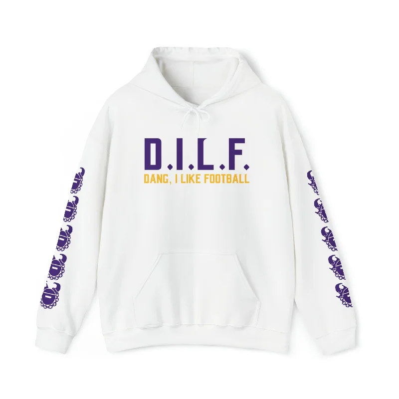 Unisex Heavy Blend™ Hooded Sweatshirt - D.I.L.F. + Game Day Helmet (Sleeves)