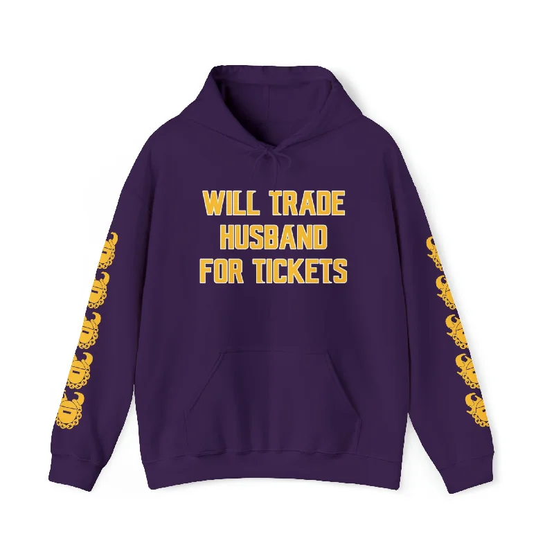 Unisex Heavy Blend™ Hooded Sweatshirt - Husband for Tickets + Game Day Helmet (Sleeves)