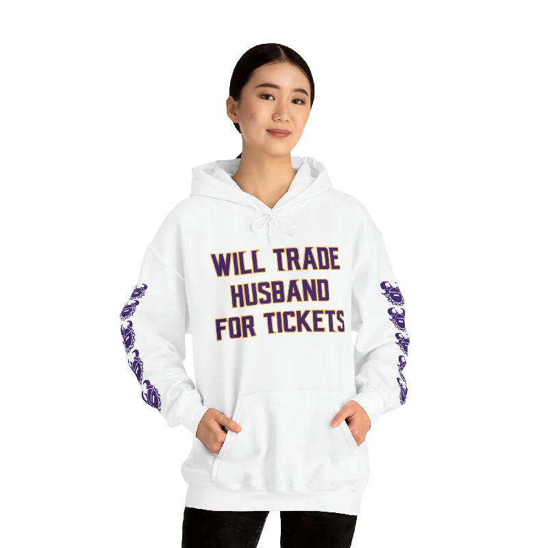 Unisex Heavy Blend™ Hooded Sweatshirt - Husband for Tickets + Game Day Helmet (Sleeves)