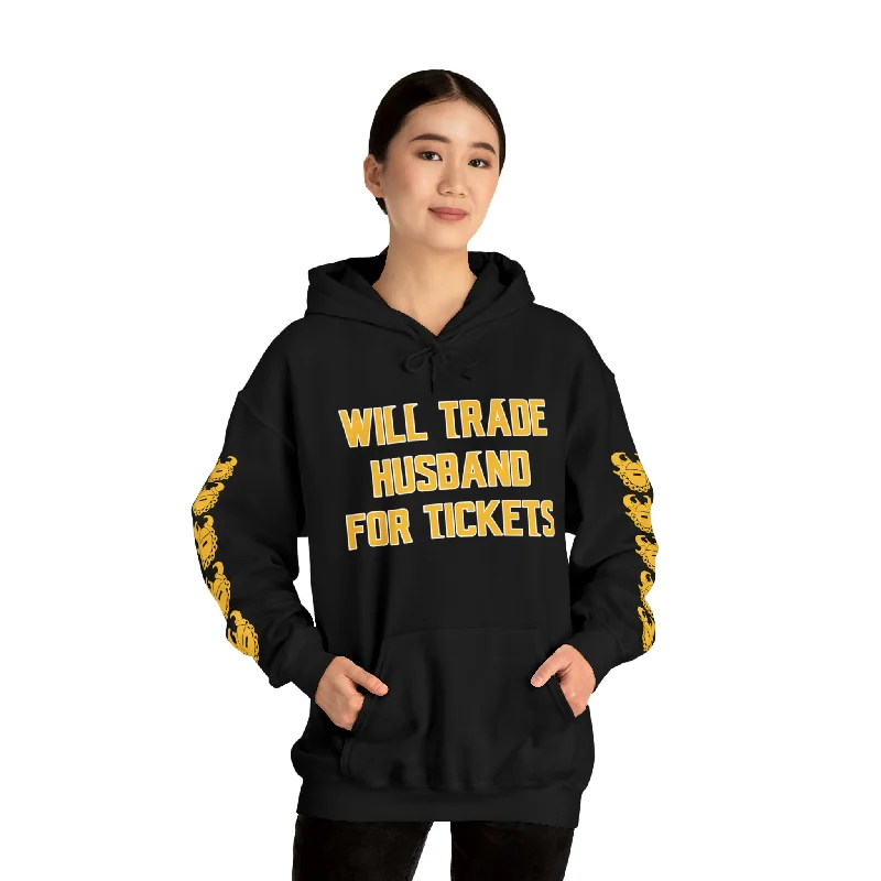 Unisex Heavy Blend™ Hooded Sweatshirt - Husband for Tickets + Game Day Helmet (Sleeves)