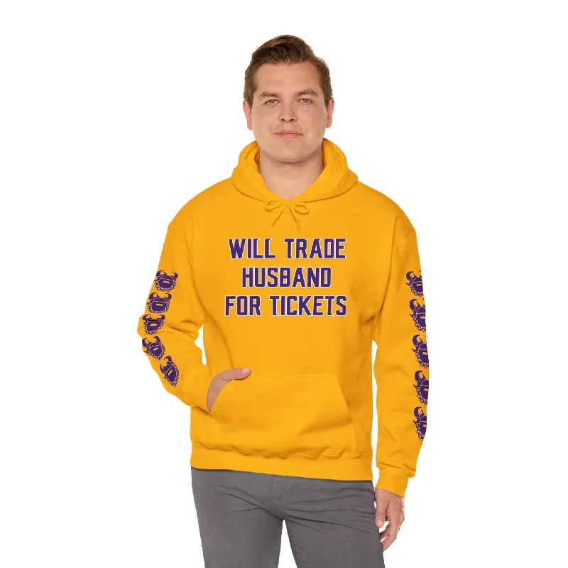 Unisex Heavy Blend™ Hooded Sweatshirt - Husband for Tickets + Game Day Helmet (Sleeves)