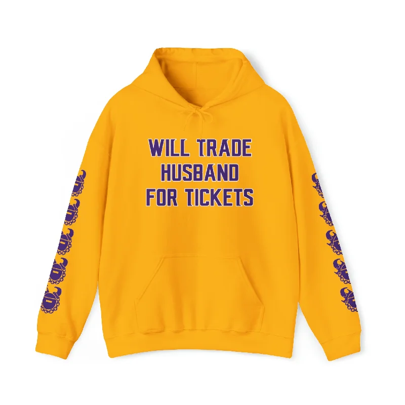 Unisex Heavy Blend™ Hooded Sweatshirt - Husband for Tickets + Game Day Helmet (Sleeves)