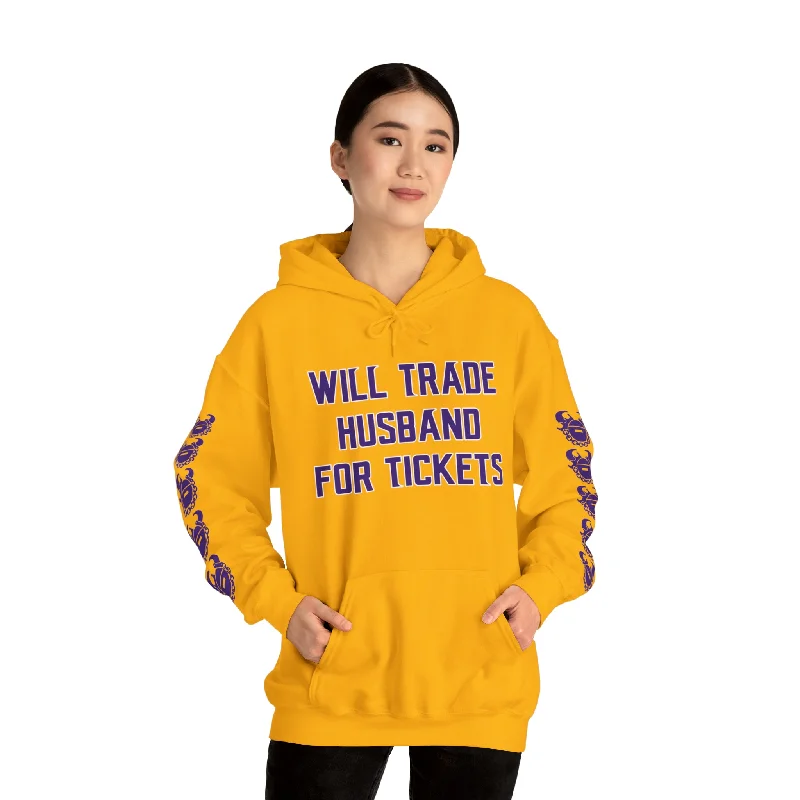 Unisex Heavy Blend™ Hooded Sweatshirt - Husband for Tickets + Game Day Helmet (Sleeves)