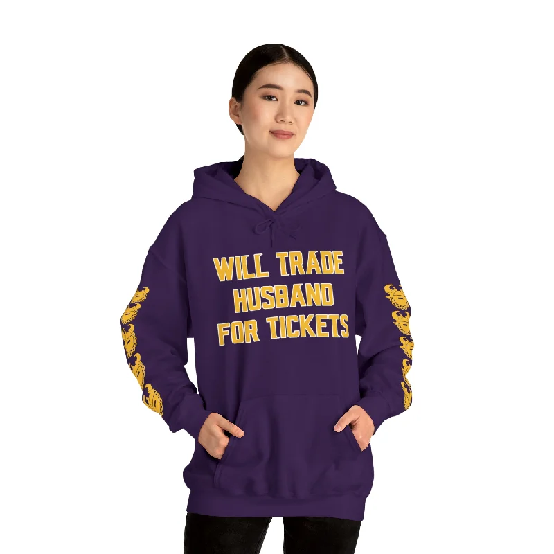 Unisex Heavy Blend™ Hooded Sweatshirt - Husband for Tickets + Game Day Helmet (Sleeves)