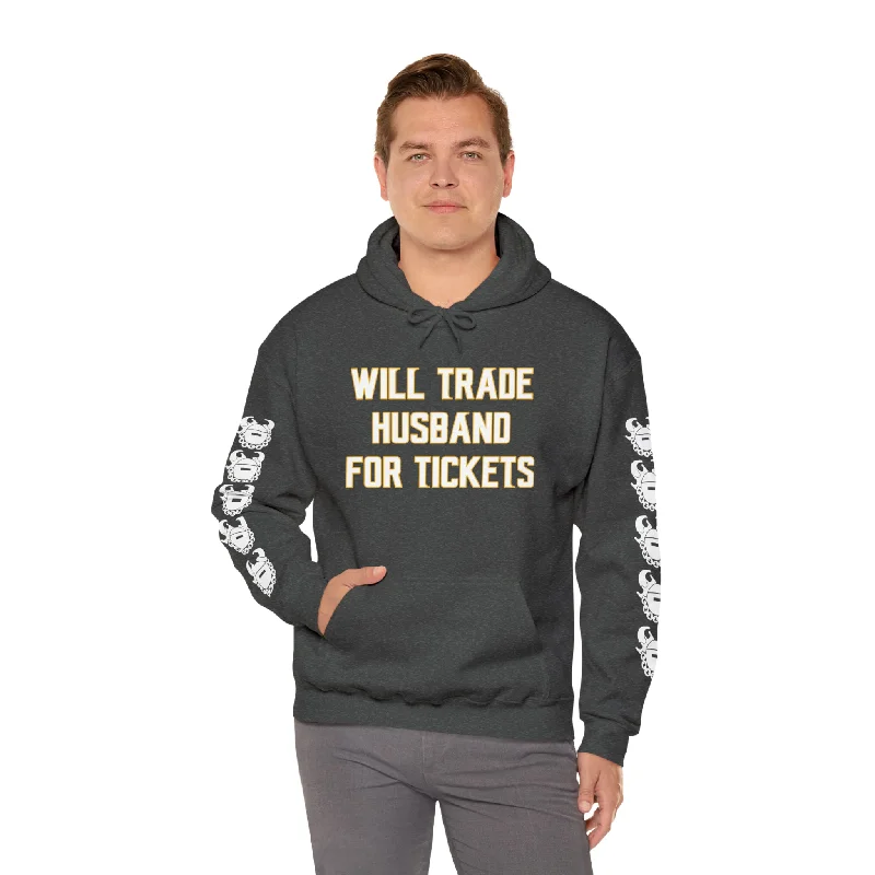 Unisex Heavy Blend™ Hooded Sweatshirt - Husband for Tickets + Game Day Helmet (Sleeves)