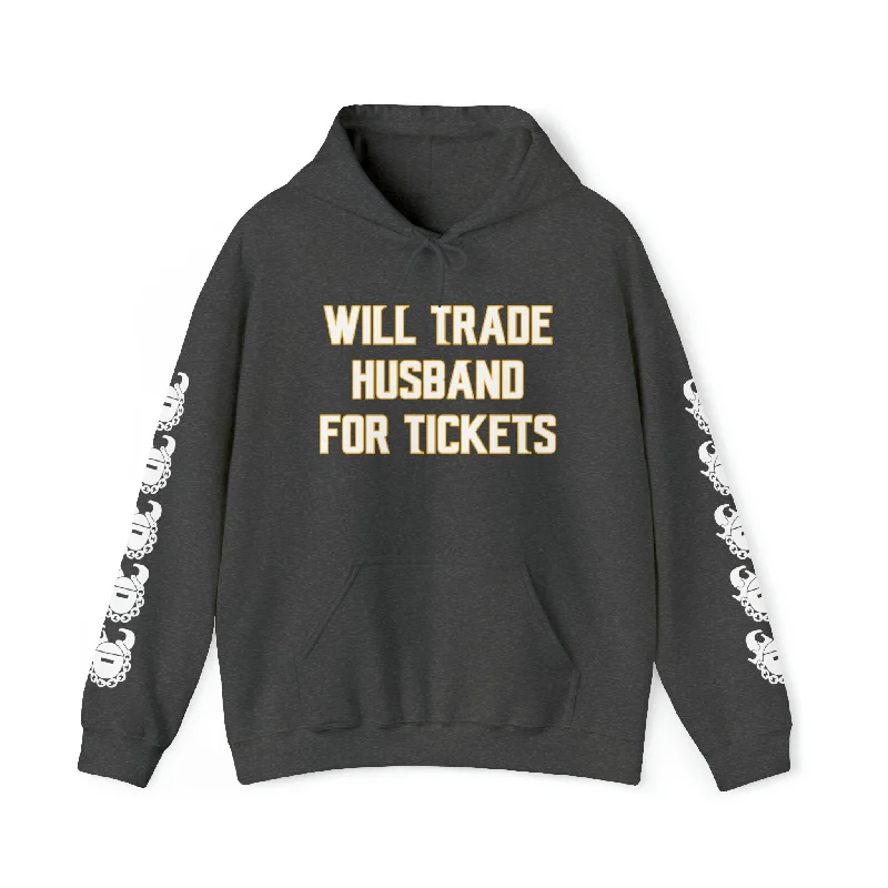 Unisex Heavy Blend™ Hooded Sweatshirt - Husband for Tickets + Game Day Helmet (Sleeves)