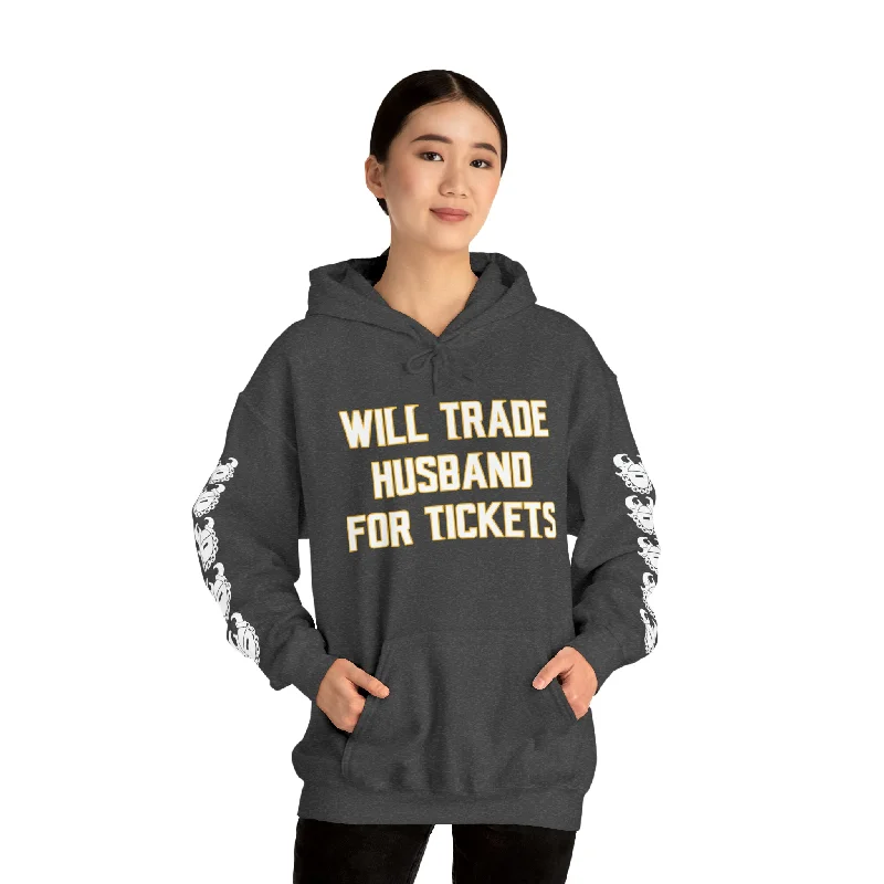 Unisex Heavy Blend™ Hooded Sweatshirt - Husband for Tickets + Game Day Helmet (Sleeves)