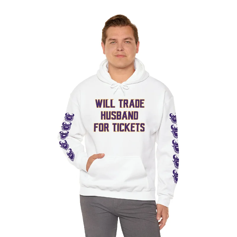 Unisex Heavy Blend™ Hooded Sweatshirt - Husband for Tickets + Game Day Helmet (Sleeves)